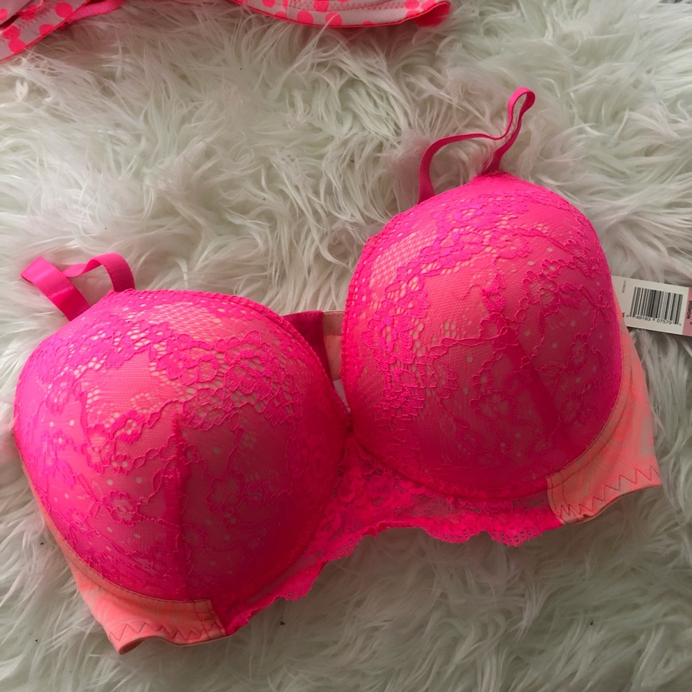 Pink lace bra
